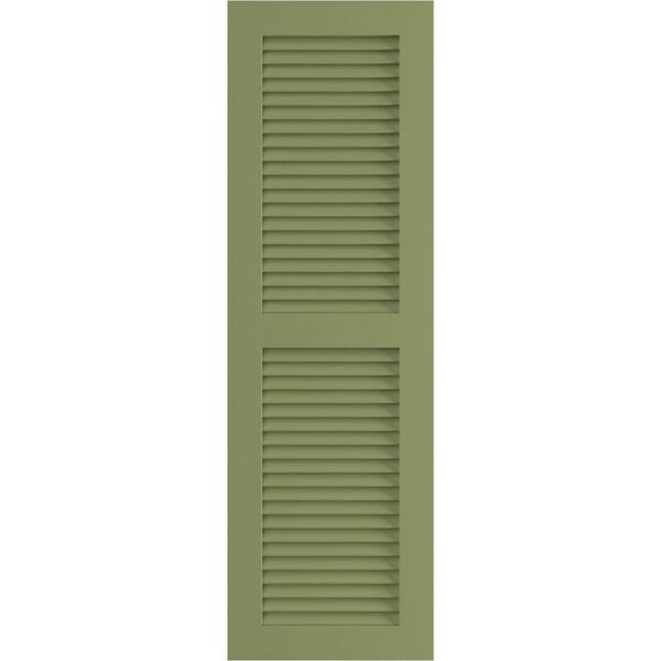 Ekena Millwork 18 in. x 58 in. PVC True Fit Two Equal Louvered Shutters Pair in Moss Green