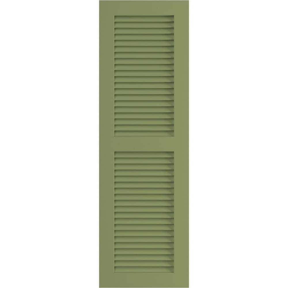 18 in. x 79 in. PVC True Fit Two Equal Louvered Shutters Pair in Moss Green price history on PriceWatchPro