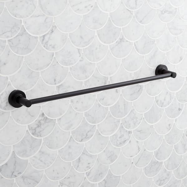 SIGNATURE HARDWARE Lexia 24 in. Wall Mounted Towel Bar in Matte Black