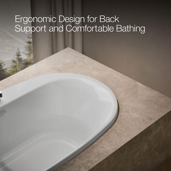 KOHLER Underscore 66 in. x 36 in. Oval Soaking Bathtub with Center