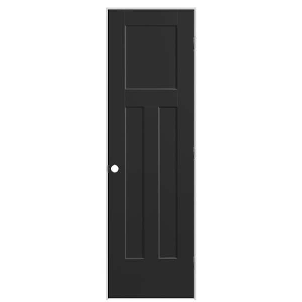 Masonite 24 in. x 80 in. 3-Panel Winslow Left-Hand Solid Core Jet Black Molded Composite Single Prehung Interior Door