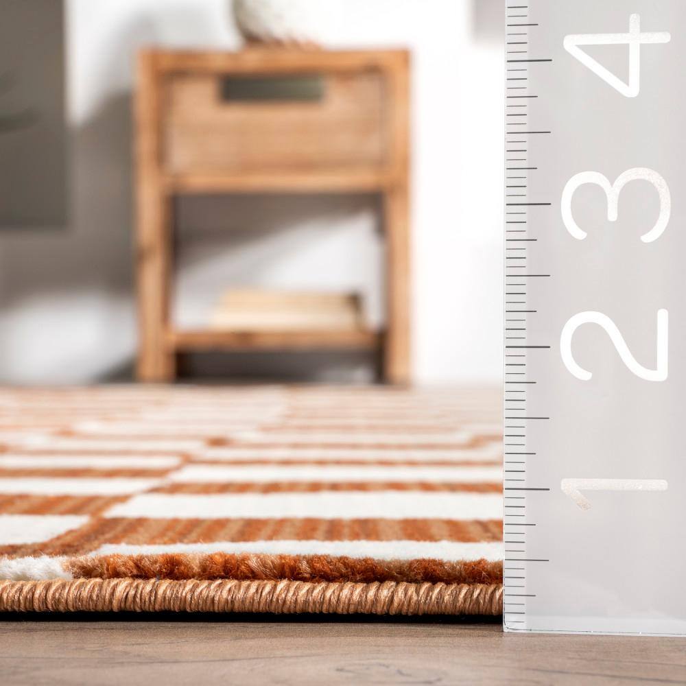 Dominique Orange and White Geometric Synthetic Area Rug