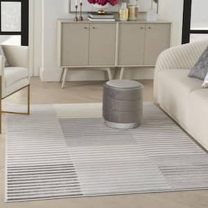 Brushstrokes Silver Grey 5 ft. x 7 ft. Abstract Contemporary Area Rug