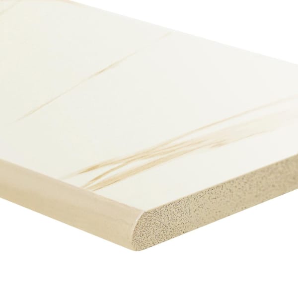 MSI Ader Calacatta Bullnose 4 in. x 24 in. Polished Porcelain Wall Tile (20 lin. ft./Case)