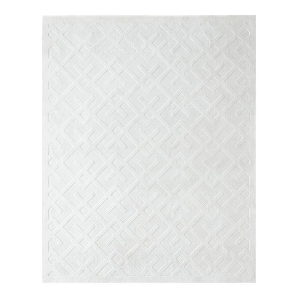 Solo Rugs Arlo Modern Solid White 9 ft. x 12 ft. Hand Loomed Indoor/Outdoor Area Rug