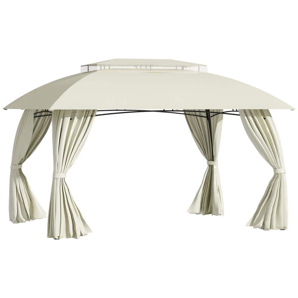 10 ft. x 13 ft. Beige Steel Outdoor Sun Shade Shelter Patio Gazebo Canopy w