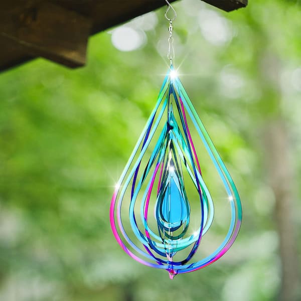 OGETFUUR 2-Piece Heart Wind Spinner, Outdoor Metal 3D Hanging