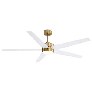 Rudolph 65 in. Integrated LED Indoor White-Blade Gold Ceiling Fans with Light and Remote Control Included