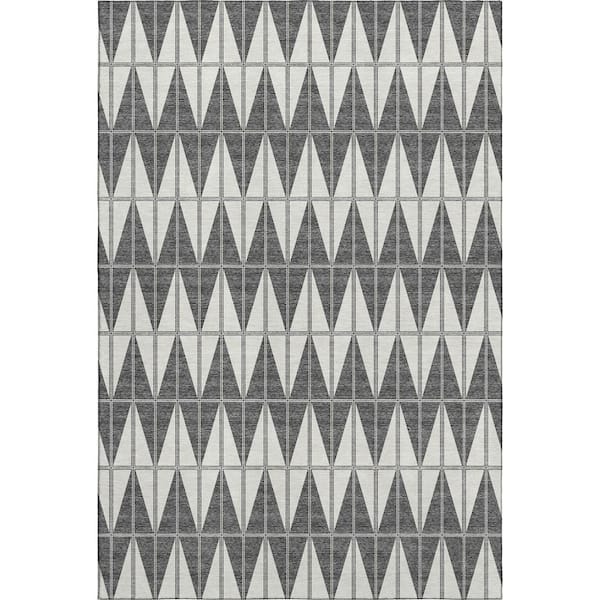 Mayfield Premium Machine Washable Abstract AMF2415 Ivory 5 ft. x 7 ft. 6 in. Area Rug