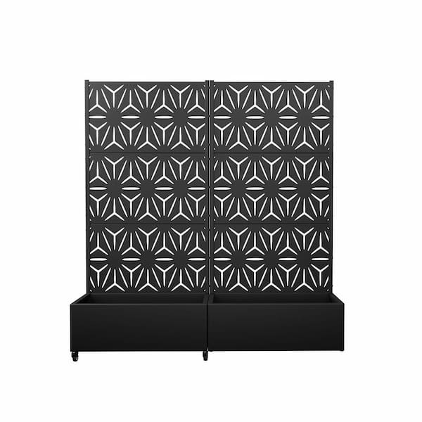 2PK, 6 ft. H x 3 ft. W Metal Planter Box with Trellis Black