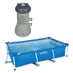 8.5 ft. x 5.3 ft. x 26 in. Above Ground Square Swimming Hard Side Pool and 1000 GPH Pool Pump, 719 Gallons Capacity