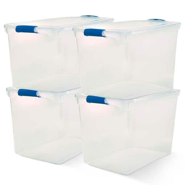 112 qt. Heavy Duty Modular Stackable Storage Containers, Clear, 4-Pack