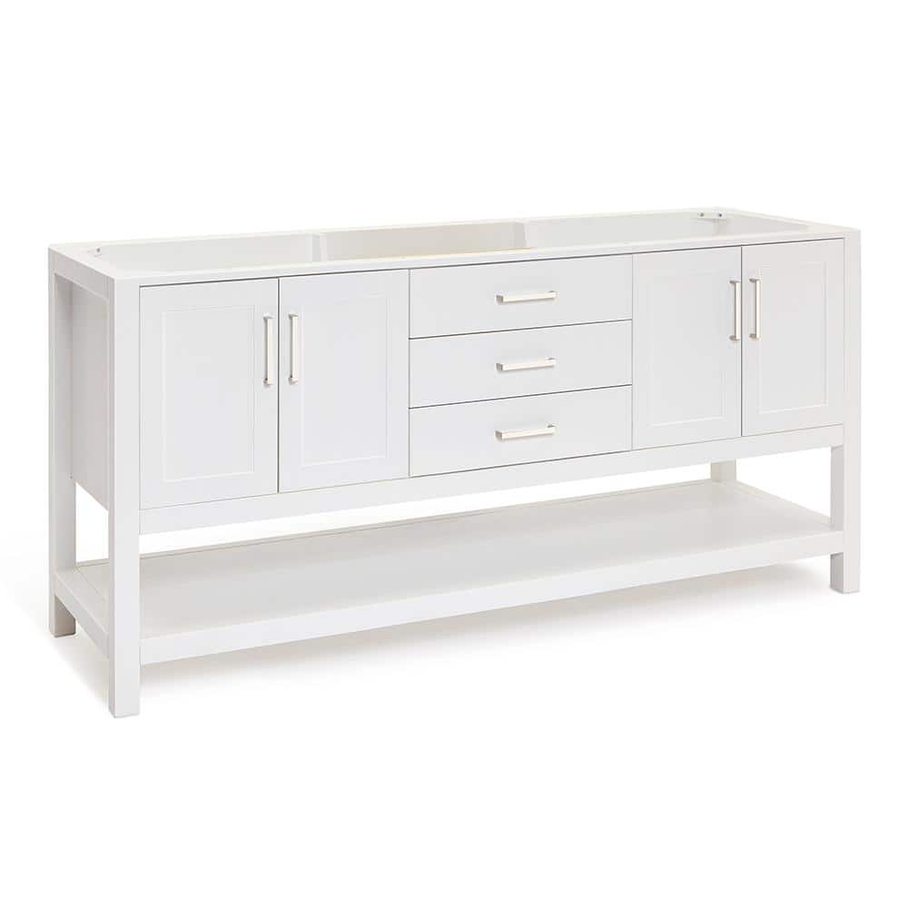 Magnolia 72" White Solid Wood Double Freestanding Vanity Cabinet