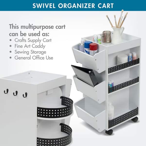 SD STUDIO DESIGNS Kubx - Organizer Girevole Su 4 Lati Con Ripiano In Vetro E Cassetti, Carrello Portaoggetti