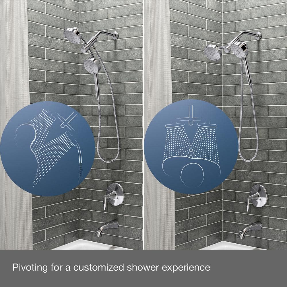 Chrome 2-in-1 Multifunction Handheld and Wall Mounted Shower Head