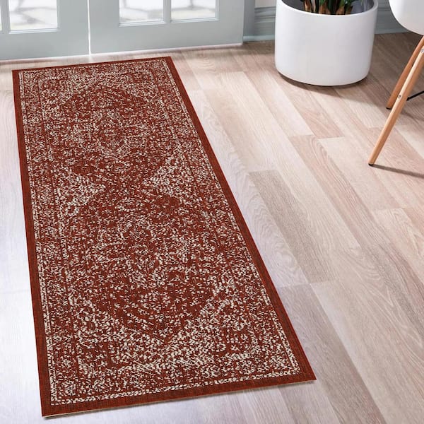 Zaria Red 2 ft. x 8 ft. Indoor/Outdoor Area Rug