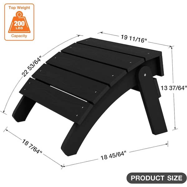 Black Plastic Classic Outdoor Folding Adirondack Ottoman
