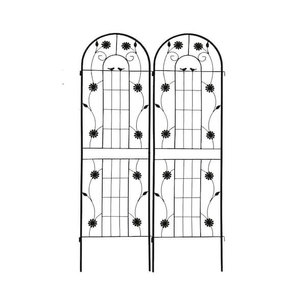2 Pack 71in. x 19.7in. Metal Garden Trellis for Climbing Plants, Garden Trellis, Large Decorative Outdoor Trellis, Black
