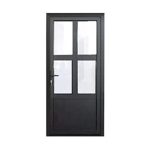 Teza French Doors 37.5 in. x 80 in. Matte Black 4-Lite Right Hand Inswing Aluminum French Door