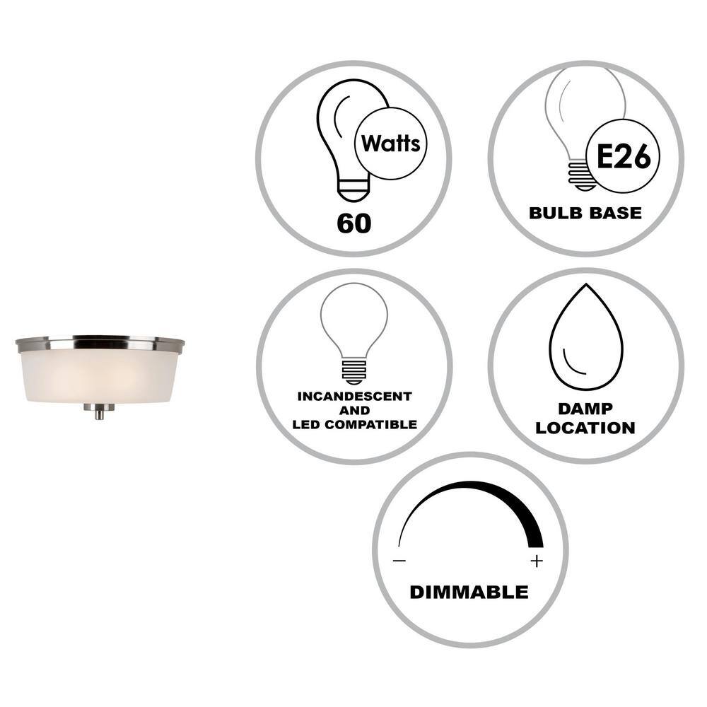 Fusion 14" Brushed Nickel and Frosted Glass Flush Mount Light