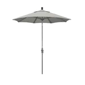 7.5 ft. Grey Aluminum Market Collar Tilt Crank Lift Patio Umbrella in Granite Sunbrella