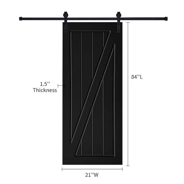 AIOPOP HOME Modern Z Frame 21 in. x 84 in. MDF Black Barn Sliding