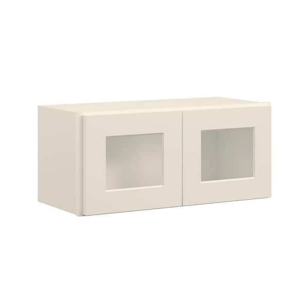 Hausvita 27 in. W x 12 in. D x 12 in. H in Antique White Plywood Ready to Assemble Wall Cabinets without Glass