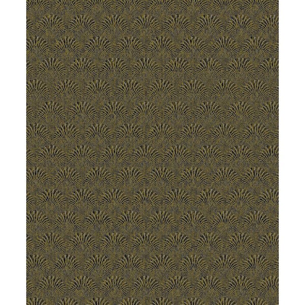 Unbranded Boutique Collection Gold Metallic Geometric Fan Non-pasted Paper on Non-woven Wallpaper Roll