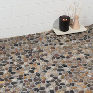 Flat 3D Pebble Rock Multicolor Stacked 12 in. x 12 in. x 8 mm Stone Mosaic Floor and Wall Tile