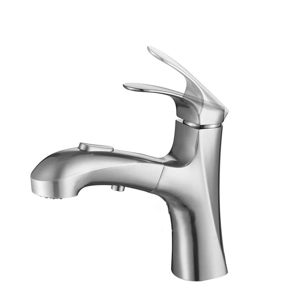 Commercial Metering Single Handle Bathroom Sink Faucet in Stainless Steel 1