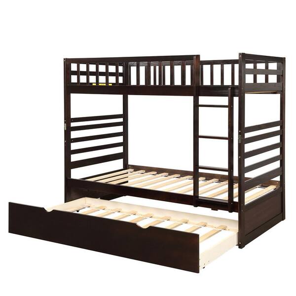 Clihome Brown Twin Over Bunk Beds For, Bunk Bed Guard Rail Extension