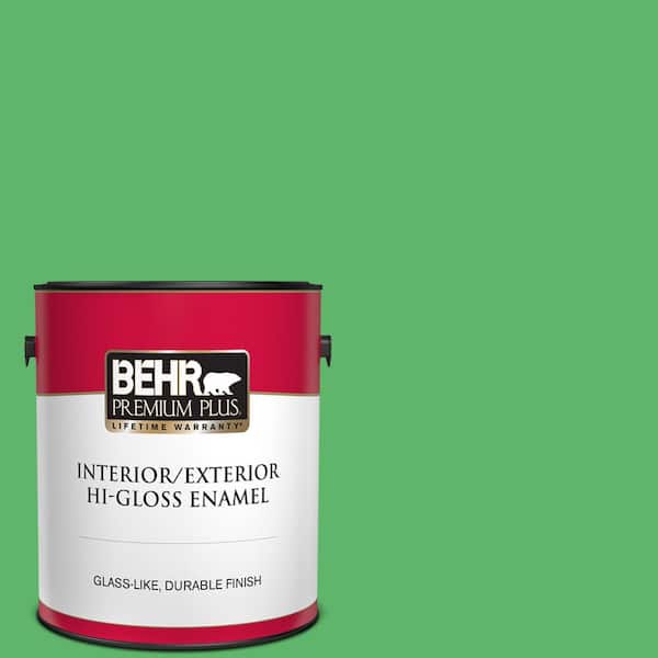 BEHR PREMIUM PLUS 1 gal. #P390-6 Lawn Party Hi-Gloss Enamel Interior/Exterior Paint