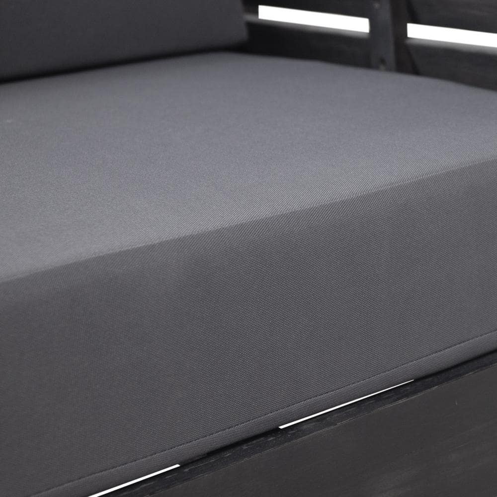 Dark Gray Acacia Wood Outdoor Lounge Chair with Cushions