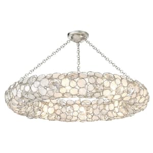 Palla 32 in. 8-Light Antique Silver Semi Flush Mount