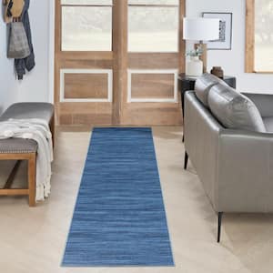 Washables Blue 2 ft. x 8 ft. Abstract Contemporary Runner Area Rug