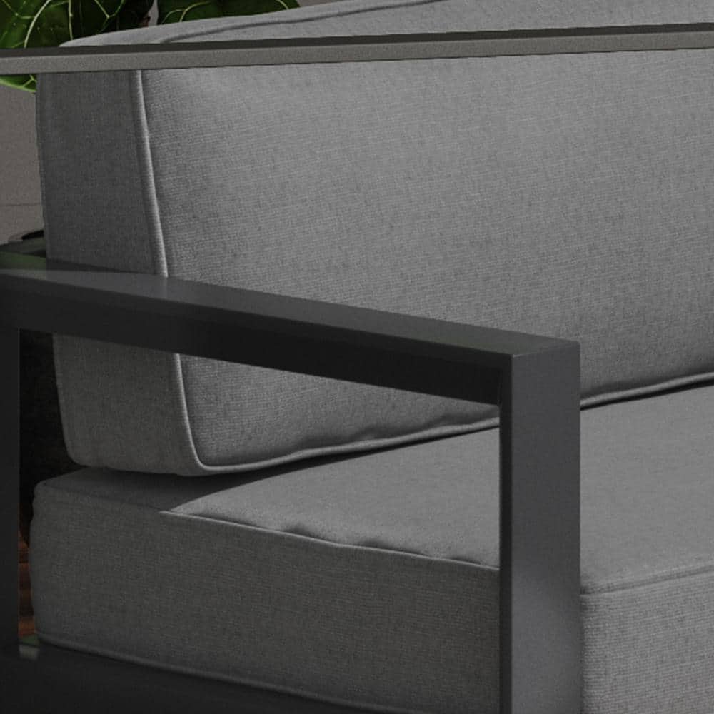 Grayton 29" High Aluminum Outdoor Lounge Chair with Gray Cushions