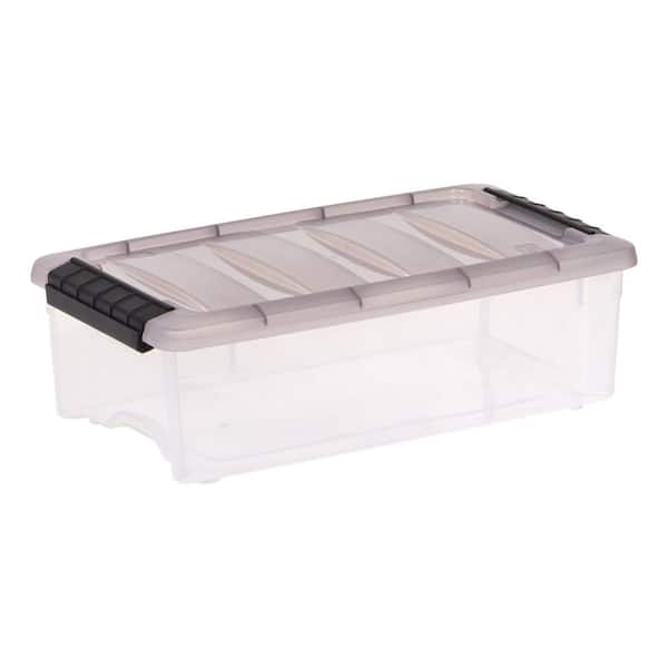 5 Qt./1.25 Gal. Stack and Pull Plastic Storage Boxes with Latching Lids, Clear (Set of 12)
