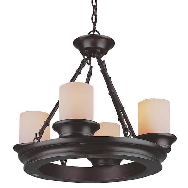 Bel Air Lighting 4-Light Oil Rubbed Bronze Candle Chandelier Light Fixture with Frosted Glass Shades