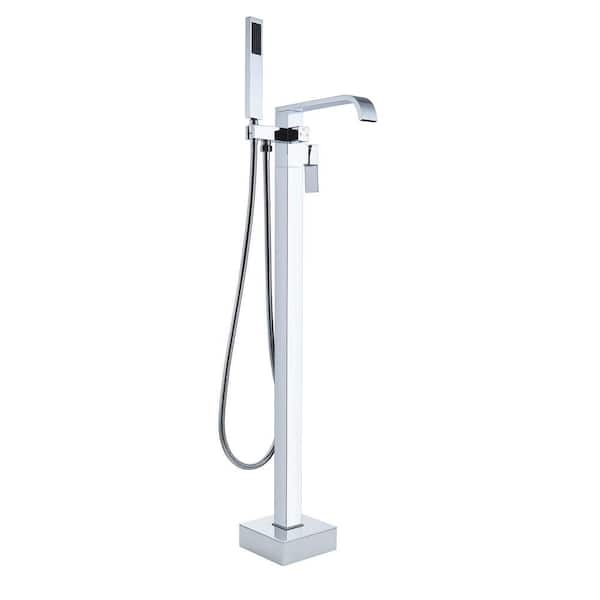 LANBO LB680007CP 1-Handle Freestanding Floor Mount Tub Faucet Bathtub Filler with Hand Shower in Chrome