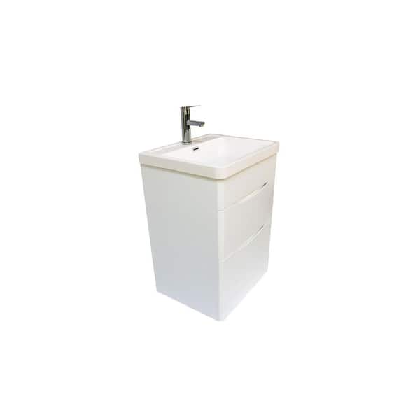 Dreamwerks 24 in. W x 18 in. D x 33 in. H Freestanding Modern White Bathroom Vanity in Pearl White Vanity Top
