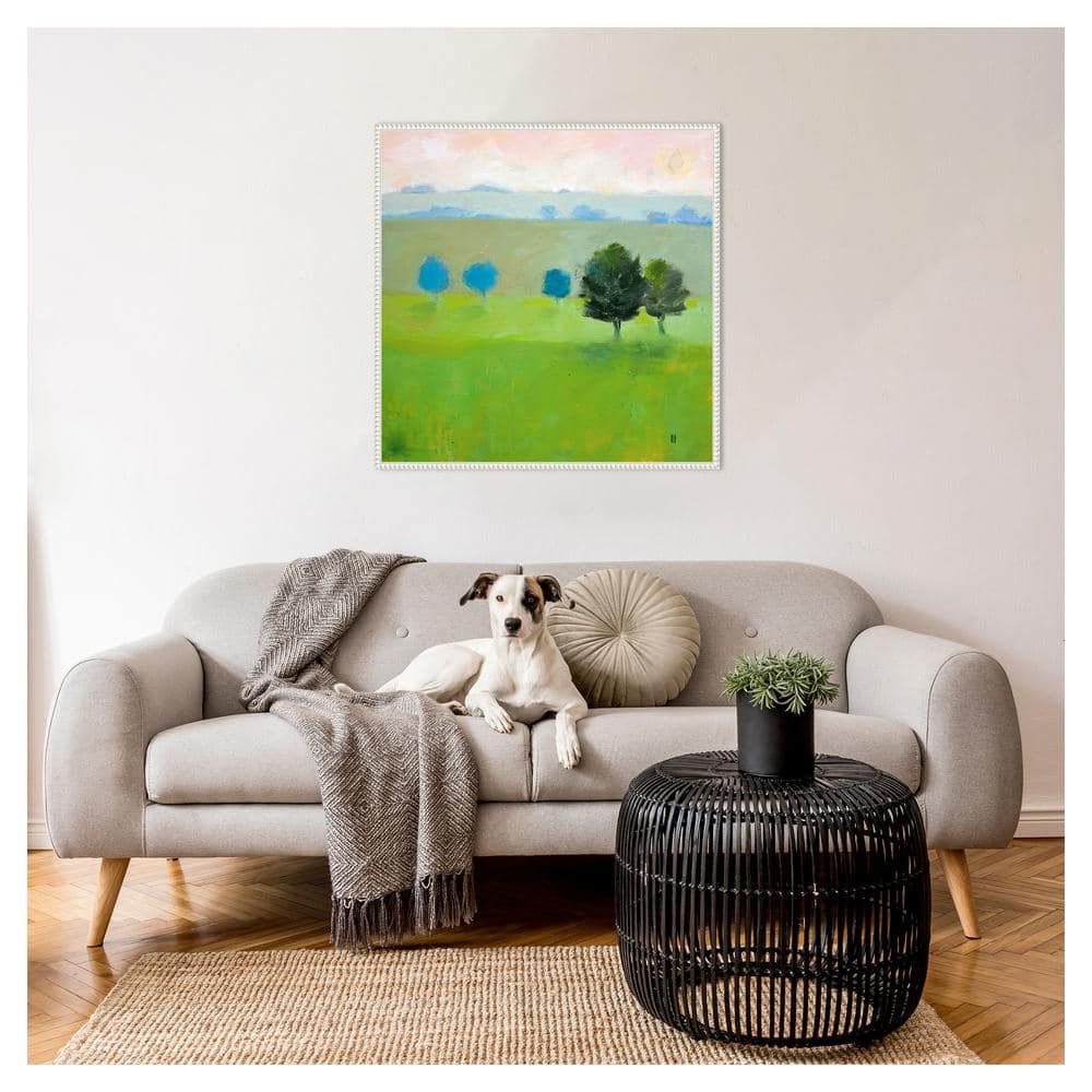 Gascony Trees Scenic Landscape Canvas Art with White Floater Frame