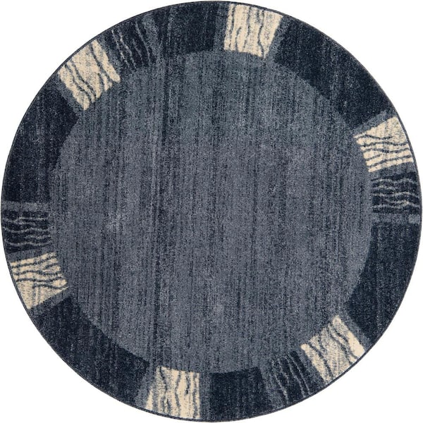 Unique Loom Del Mar Sarah Navy Blue 6' 0 x 6' 0 Round Rug