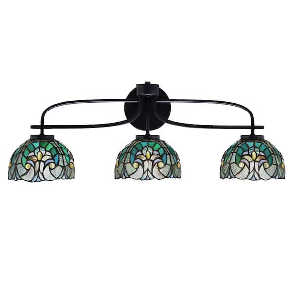 Unbranded Olympia 28 in. 3-Light Matte Black Vanity Light