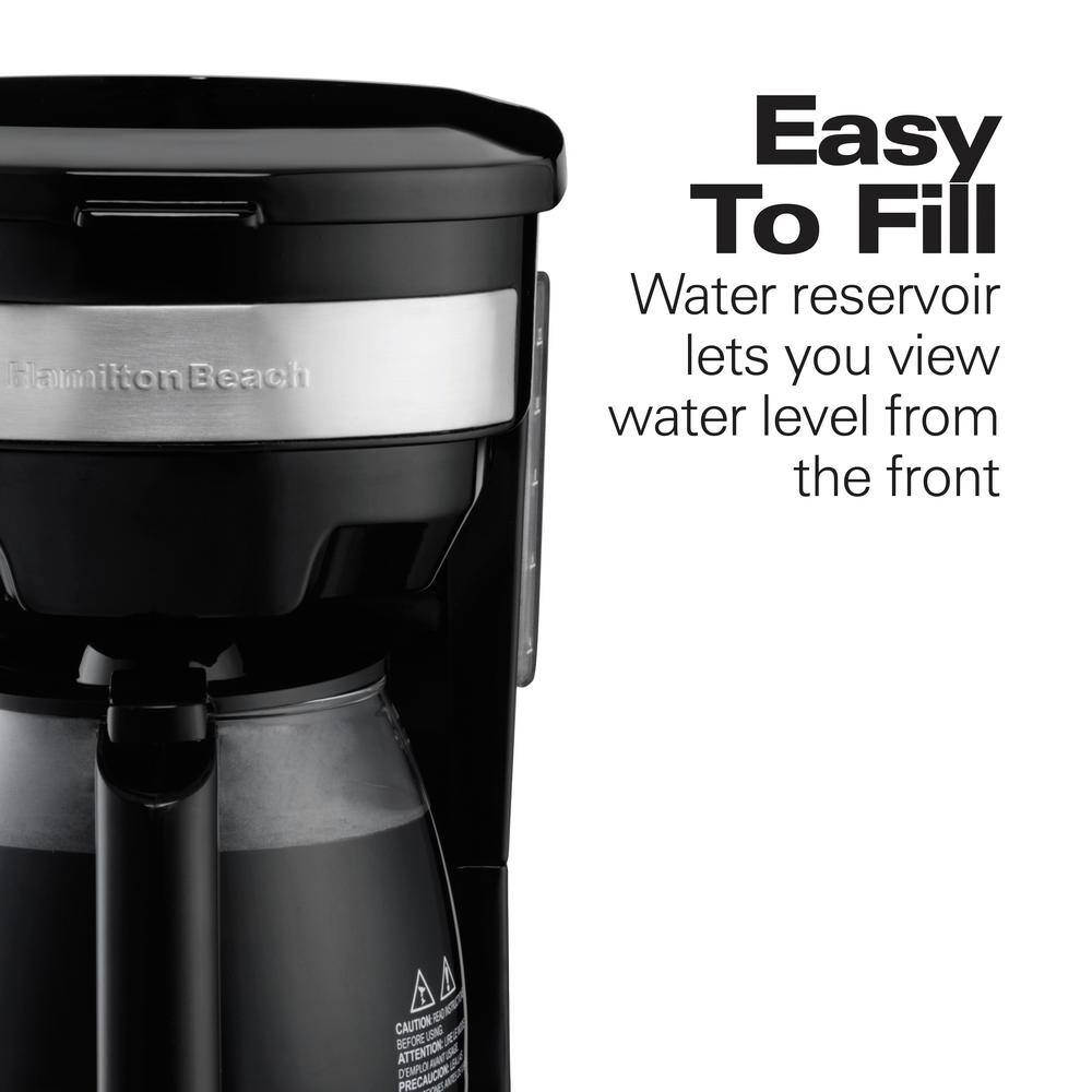 12-Cup Black Stainless Steel Programmable Drip Coffee Maker