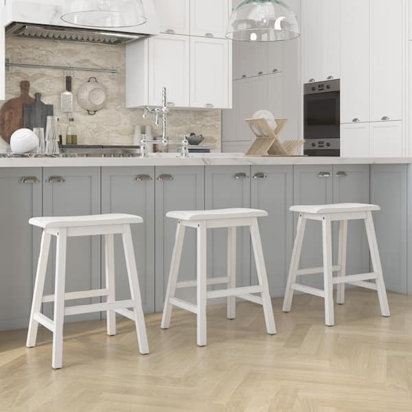 Moreno Sea White Non Swivel Backless Counter Stool