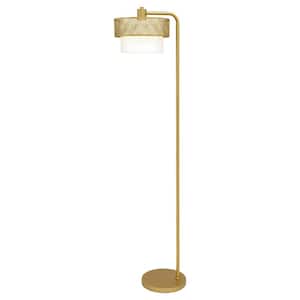 Sloane 62.25 in. Gold-Painted Metal Candlestick Floor Lamp with Gold Metal and White Fabric Drum Shade