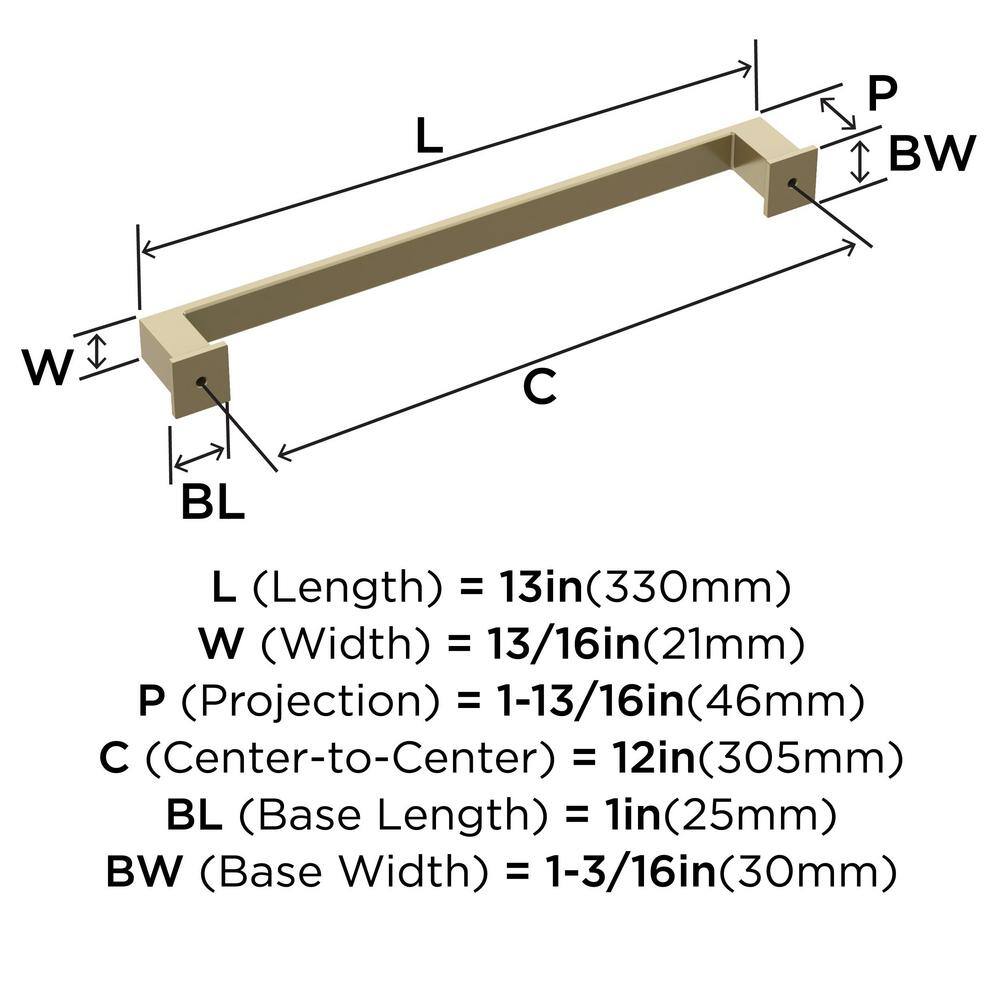 Golden Champagne 12" Modern Appliance Pull with Mounting Hardware