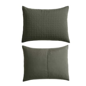 Houndstooth 3-Piece Green Microfiber Full/Queen Duvet Cover Set