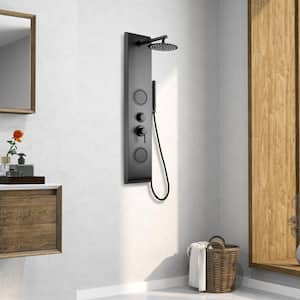 43 in. 3-Jet Shower System with 360° Adjustable Angle Body Massage Nozzles in Black