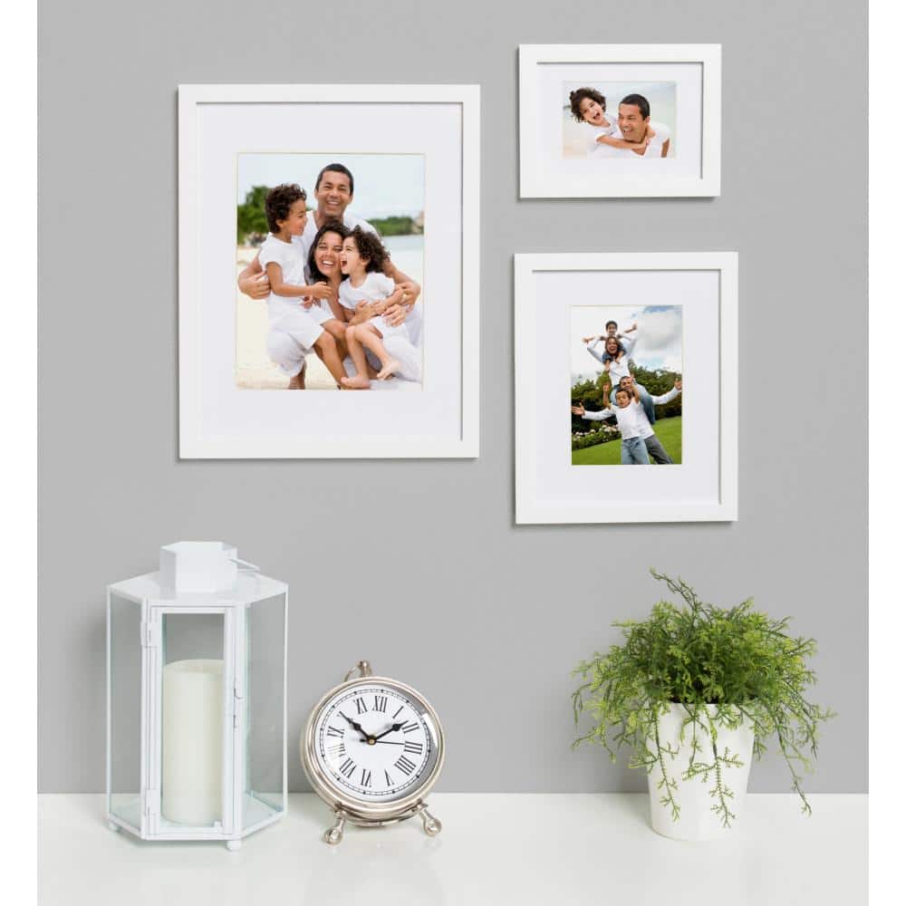 White Wood 11x14 Matted Picture Frame Set of 4